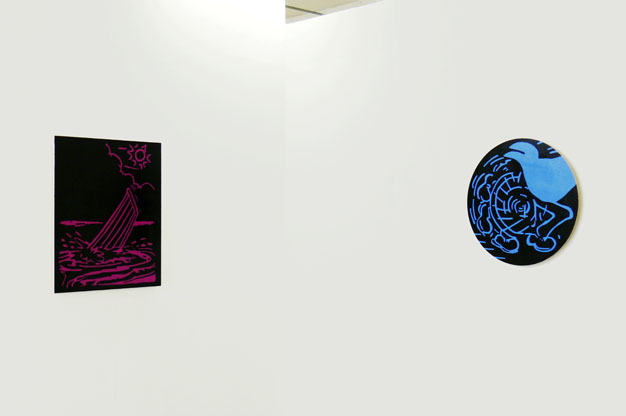 Philip Bradshaw, Installation view, Cartoon series paintings, Nothing To Be Done